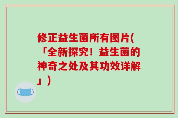 修正益生菌所有图片(「全新探究！益生菌的神奇之处及其功效详解」)