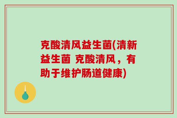克酸清风益生菌(清新益生菌 克酸清风，有助于维护肠道健康)