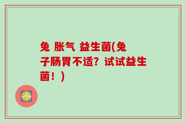 兔 胀气 益生菌(兔子肠胃不适？试试益生菌！)