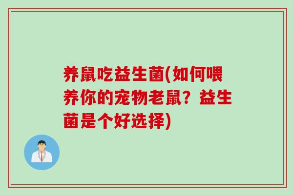 养鼠吃益生菌(如何喂养你的宠物老鼠？益生菌是个好选择)