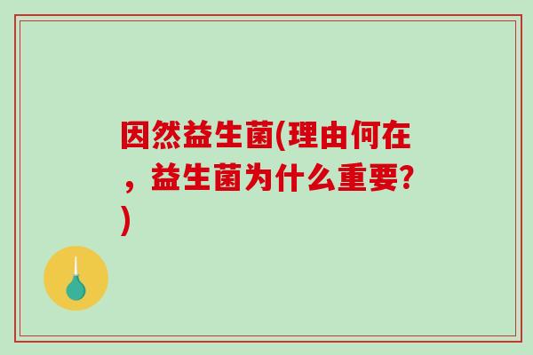 因然益生菌(理由何在,益生菌为什么重要?) 因然益生菌(理由何在,益生菌为什么重要?)