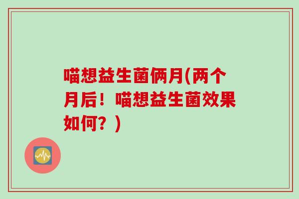 喵想益生菌俩月(两个月后!喵想益生菌效果如何?) 喵想益生菌俩月(两个月后!喵想益生菌效果如何?)