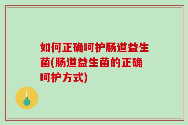 如何正确呵护肠道益生菌(肠道益生菌的正确呵护方式)