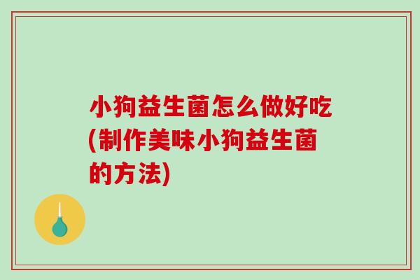 小狗益生菌怎么做好吃(制作美味小狗益生菌的方法)
