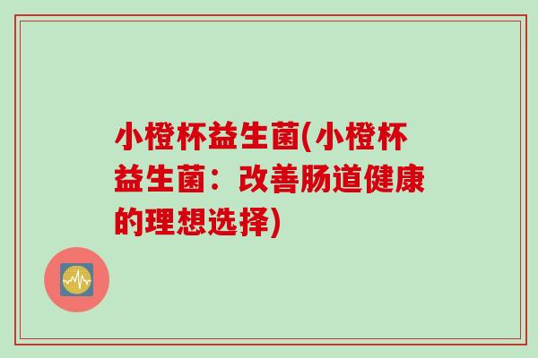 小橙杯益生菌(小橙杯益生菌：改善肠道健康的理想选择)