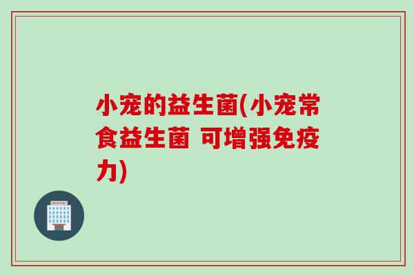 小宠的益生菌(小宠常食益生菌 可增强免疫力)