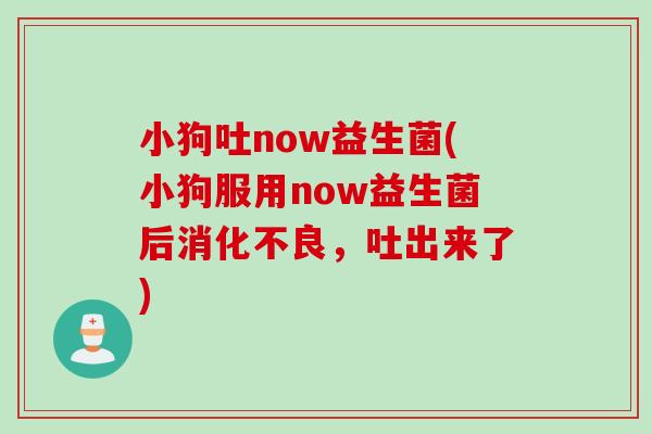 小狗吐now益生菌(小狗服用now益生菌后，吐出来了)