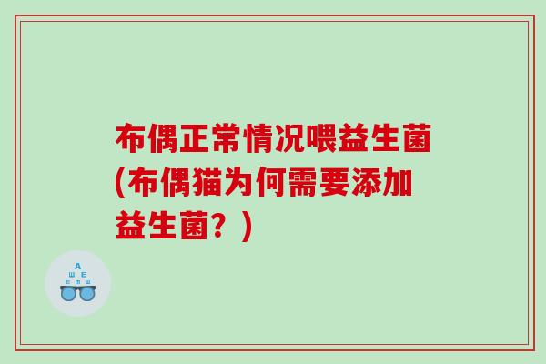 布偶正常情况喂益生菌(布偶猫为何需要添加益生菌？)