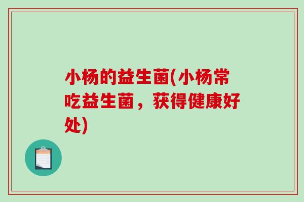 小杨的益生菌(小杨常吃益生菌，获得健康好处)