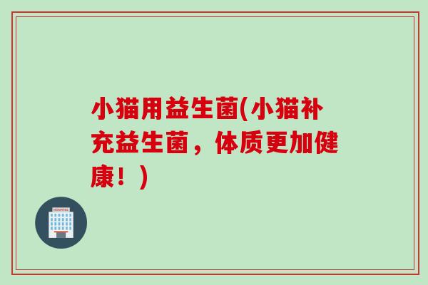 小猫用益生菌(小猫补充益生菌，体质更加健康！)