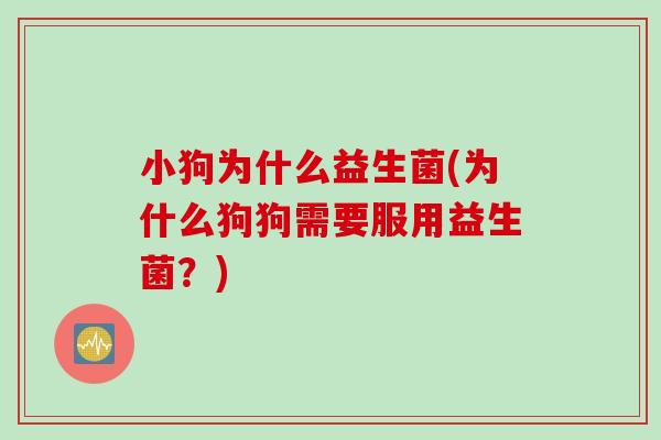 小狗为什么益生菌(为什么狗狗需要服用益生菌？)