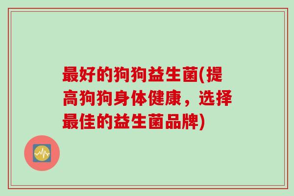 最好的狗狗益生菌(提高狗狗身体健康，选择最佳的益生菌品牌)