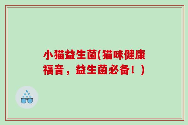 小猫益生菌(猫咪健康福音，益生菌必备！)