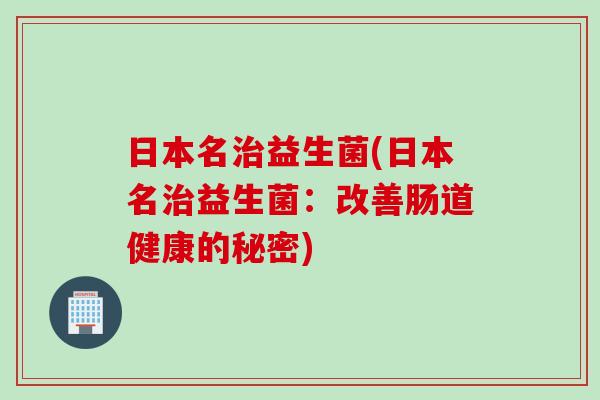 日本名治益生菌(日本名治益生菌：改善肠道健康的秘密)