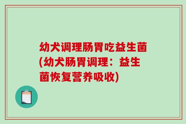 幼犬调理肠胃吃益生菌(幼犬肠胃调理：益生菌恢复营养吸收)