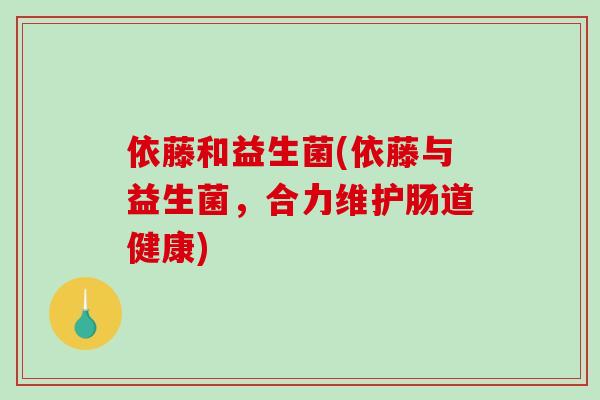 依藤和益生菌(依藤与益生菌，合力维护肠道健康)