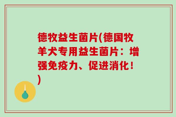 德牧益生菌片(德国牧羊犬专用益生菌片：增强力、促进消化！)