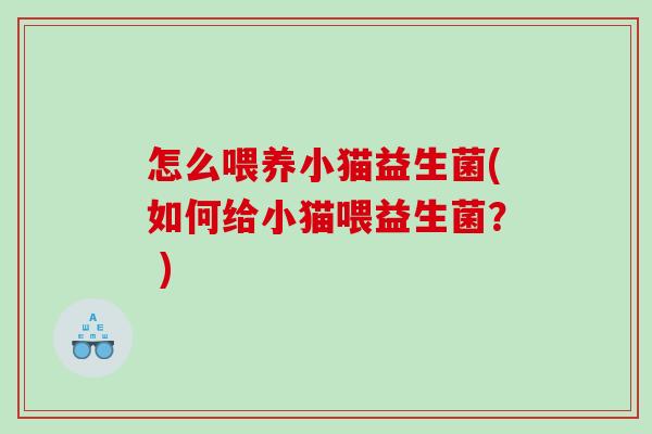 怎么喂养小猫益生菌(如何给小猫喂益生菌? ) 怎么喂养小猫益生菌(如何给小猫喂益生菌? )