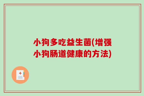 小狗多吃益生菌(增强小狗肠道健康的方法) 小狗多吃益生菌(增强小狗肠道健康的方法)