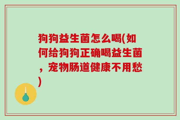 狗狗益生菌怎么喝(如何给狗狗正确喝益生菌，宠物肠道健康不用愁)