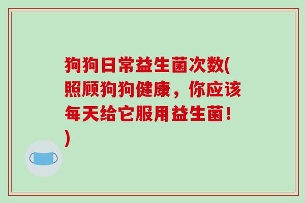 狗狗日常益生菌次数(照顾狗狗健康，你应该每天给它服用益生菌！)