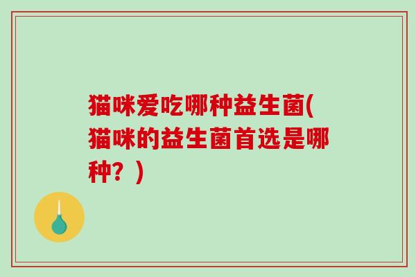 猫咪爱吃哪种益生菌(猫咪的益生菌首选是哪种？)
