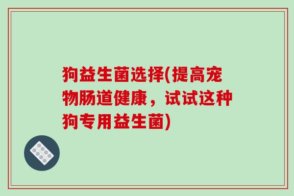 狗益生菌选择(提高宠物肠道健康，试试这种狗专用益生菌)