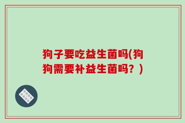 狗子要吃益生菌吗(狗狗需要补益生菌吗？)