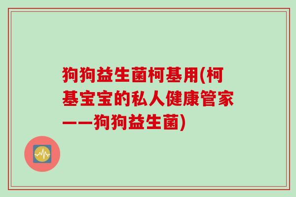 狗狗益生菌柯基用(柯基宝宝的私人健康管家——狗狗益生菌)