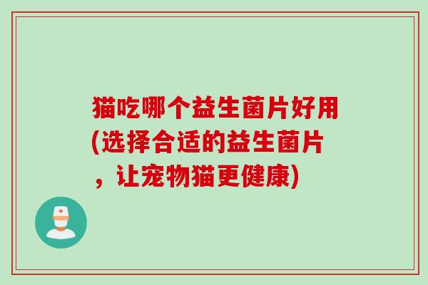 猫吃哪个益生菌片好用(选择合适的益生菌片，让宠物猫更健康)