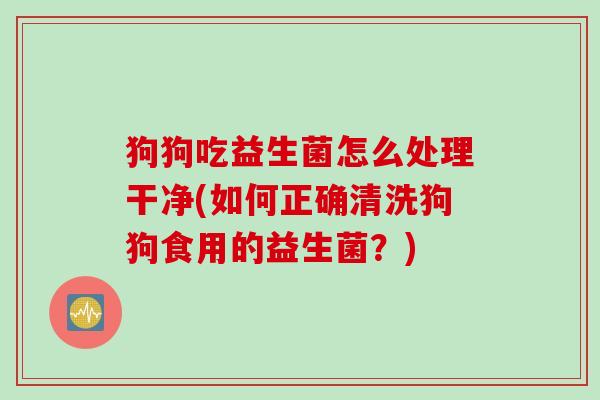 狗狗吃益生菌怎么处理干净(如何正确清洗狗狗食用的益生菌？)