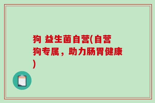 狗 益生菌自营(自营狗专属，助力肠胃健康)