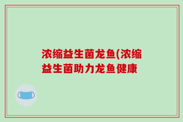 浓缩益生菌龙鱼(浓缩益生菌助力龙鱼健康 浓缩益生菌龙鱼(浓缩益生菌助力龙鱼健康