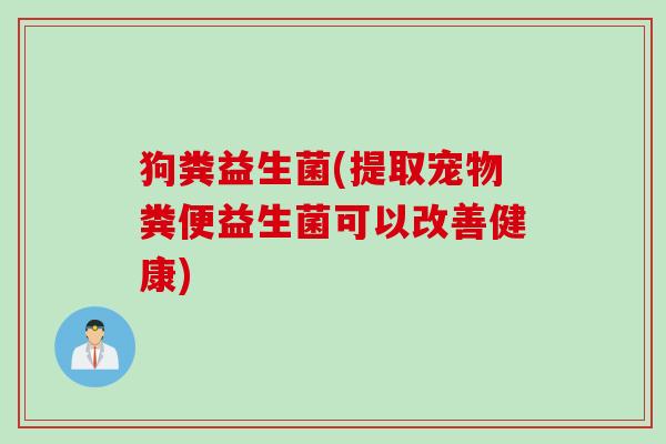 狗粪益生菌(提取宠物粪便益生菌可以改善健康)