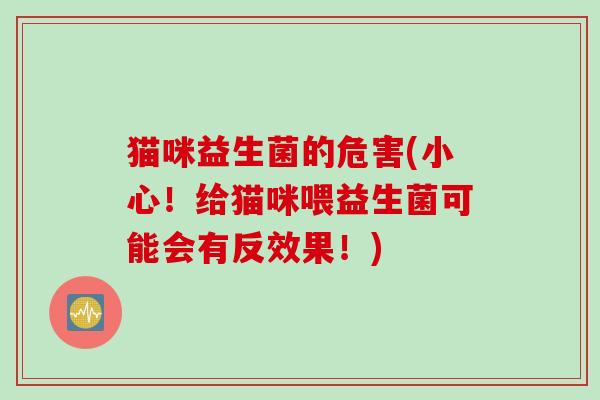 猫咪益生菌的危害(小心!给猫咪喂益生菌可能会有反效果!) 猫咪益生菌的危害(小心!给猫咪喂益生菌可能会有反效果!)