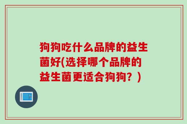 狗狗吃什么品牌的益生菌好(选择哪个品牌的益生菌更适合狗狗？)