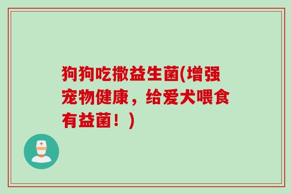 狗狗吃撒益生菌(增强宠物健康,给爱犬喂食有益菌!) 狗狗吃撒益生菌(增强宠物健康,给爱犬喂食有益菌!)