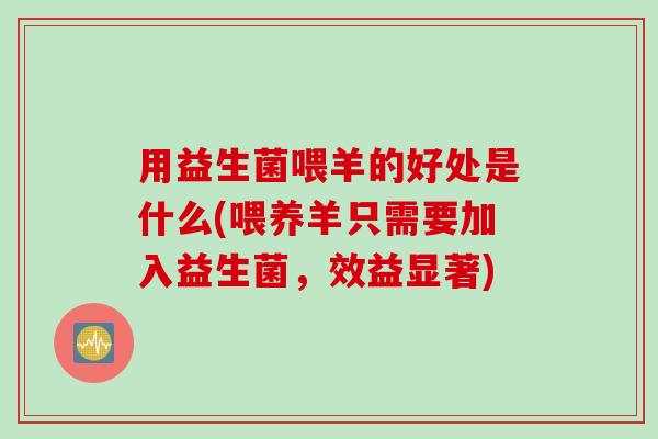 用益生菌喂羊的好处是什么(喂养羊只需要加入益生菌，效益显著)