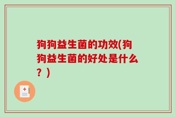 狗狗益生菌的功效(狗狗益生菌的好处是什么？)