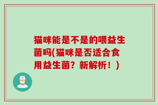 猫咪能是不是的喂益生菌吗(猫咪是否适合食用益生菌？新解析！)