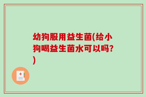 幼狗服用益生菌(给小狗喝益生菌水可以吗?) 幼狗服用益生菌(给小狗喝益生菌水可以吗?)