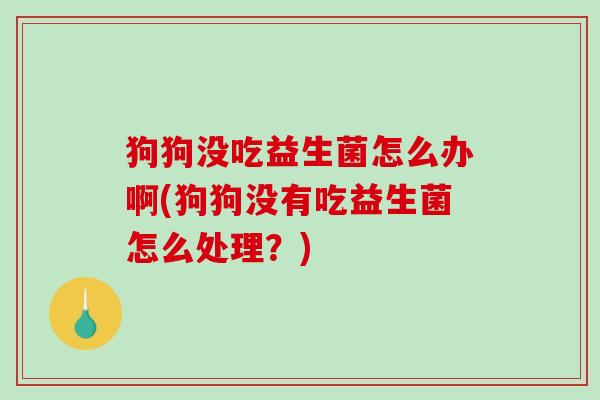 狗狗没吃益生菌怎么办啊(狗狗没有吃益生菌怎么处理？)
