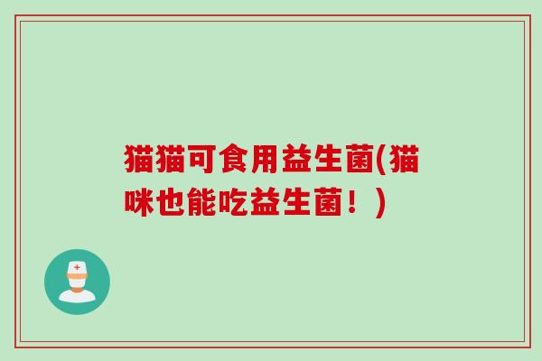 猫猫可食用益生菌(猫咪也能吃益生菌!) 猫猫可食用益生菌(猫咪也能吃益生菌!)