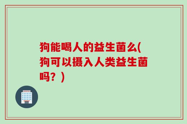 狗能喝人的益生菌么(狗可以摄入人类益生菌吗？)