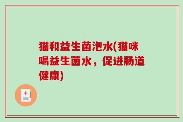 猫和益生菌泡水(猫咪喝益生菌水,促进肠道健康) 猫和益生菌泡水(猫咪喝益生菌水,促进肠道健康)