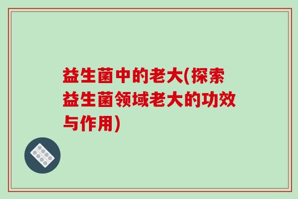 益生菌中的老大(探索益生菌领域老大的功效与作用) 益生菌中的老大(探索益生菌领域老大的功效与作用)