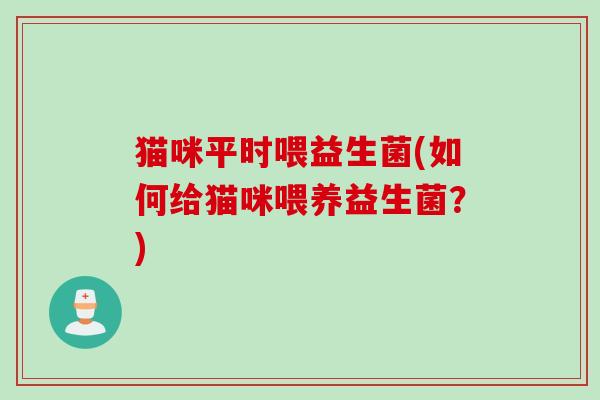 猫咪平时喂益生菌(如何给猫咪喂养益生菌？)