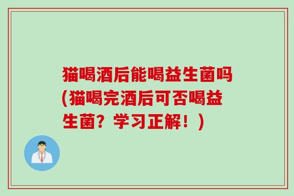 猫喝酒后能喝益生菌吗(猫喝完酒后可否喝益生菌？学习正解！)