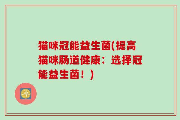 猫咪冠能益生菌(提高猫咪肠道健康：选择冠能益生菌！)