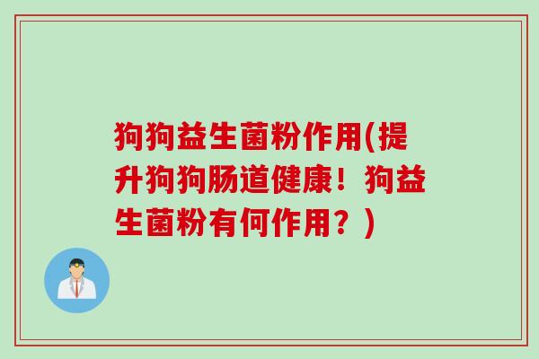 狗狗益生菌粉作用(提升狗狗肠道健康！狗益生菌粉有何作用？)